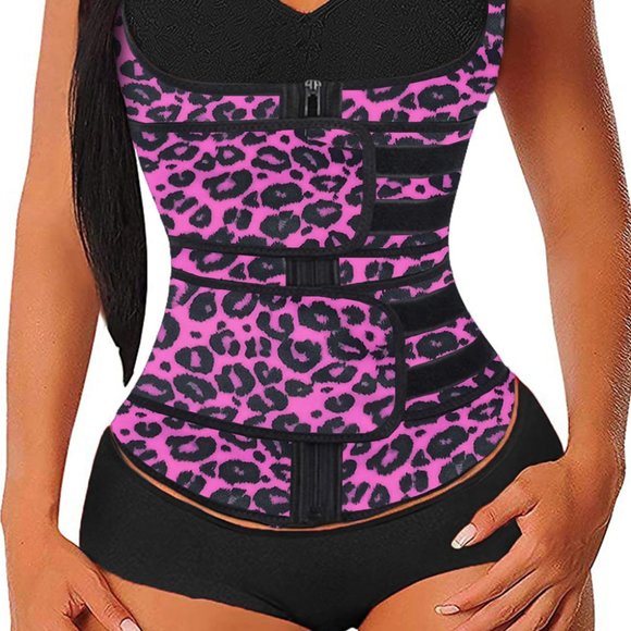 New Pink Black Animal Print Waist Trainer Size Medium - Picture 6 of 14